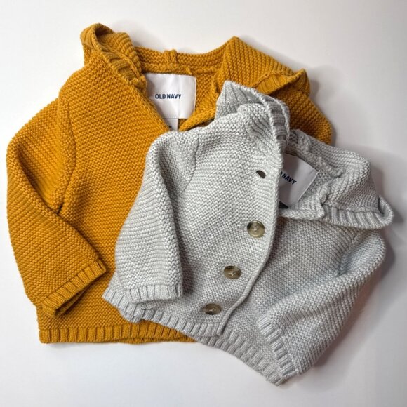 Old Navy Baby Knit Cardigan Bundle 0-6 M Warm Layer Fall Winter Thick Knit - Picture 1 of 9